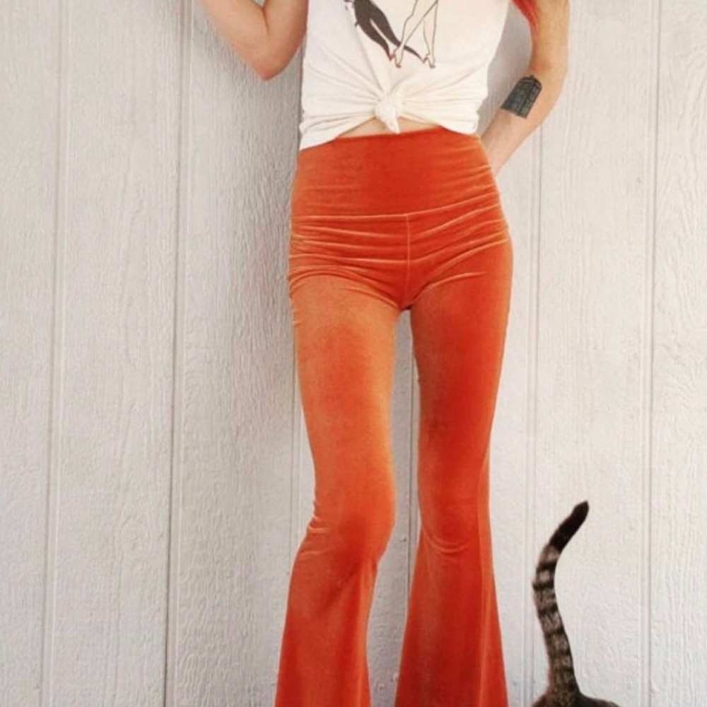Home Cooked Karma Orange Velvet Bell Bottoms - Picture 7 of 13